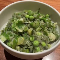 This was the best one. A spiced vegetable fried rice. Not Michelin, but tasty   at Fu He Hui in Shanghai