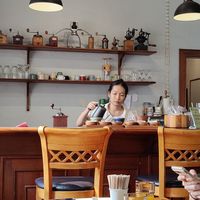 Coffee station at Drip 1920s in Vientiane