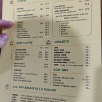 Menu at Drip 1920s in Vientiane