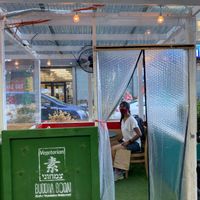 Outdoor tables at The Original Buddha Bodai - Kosher Vegetarian Restaurant in New York City