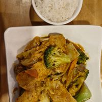 Chicken and vegetables in curry at The Original Buddha Bodai - Kosher Vegetarian Restaurant in New York City