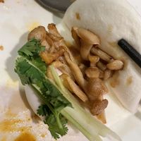 Beaded beech mushroom bao buns (2)  at The Original Buddha Bodai - Kosher Vegetarian Restaurant in New York City