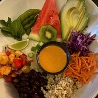 Coconut rice bowl with avocado  at Mango Taphouse and Gastropub in Vieques