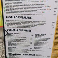 The menu at La Terracita in Malaga