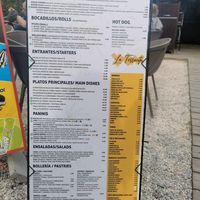 The menu at La Terracita in Malaga