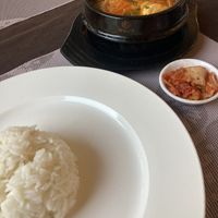 Rice and soft tofu stew (not spicy)  at Manna Kitchen in Battambang