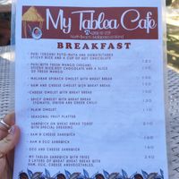 Breakfast menu at My Tablea Cafe in Cebu