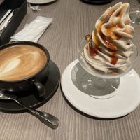Oat latte and salt caramel sundae. Yum!!  at plant more in Tokyo