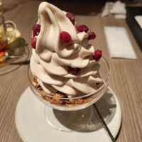 Soft serve with fig jam and pomegranate at plant more in Tokyo