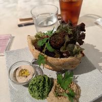 The falafel sandwich with vegan tahini and hummus. It looks small, but it was very filling.  at plant more in Tokyo