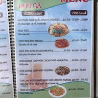 Menu  at Café Pho Ga in Ninh Binh