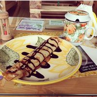chocolate crepe and loose green tea at Mad Cucumber in Bournemouth