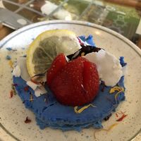 Blue spirulina cake at Mad Cucumber in Bournemouth