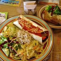 enchilada and garlic bread! at Mad Cucumber in Bournemouth