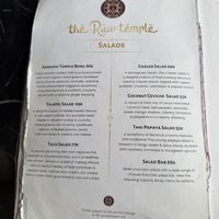 Menu april 2025  at The Raw Temple in Ubud