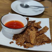 Tempeh at White Lotus Vegetarian Restaurant in Vientiane