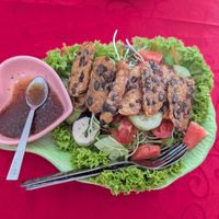 Tempeh salad at White Lotus Vegetarian Restaurant in Vientiane