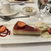 Vegan cheesecake with vegan vanilla ice cream   at Wynn's Hotel in Dublin
