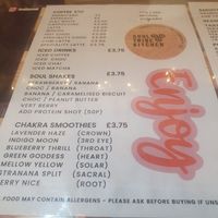 Menu drinks at Moon Chi Crystal Shop in Eccles