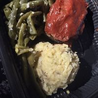 Impossible meatloaf with garlic green beans, herb and roasted garlic mashed potatoes with mushroom gravy   at Everything POP Shopping & Dining in Lake Buena Vista