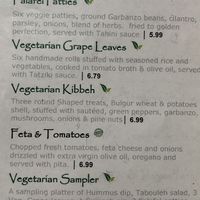 Menu at Tabouleh Mediterranean Cafe in Jacksonville