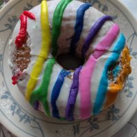 Vanilla glazed Pride donut at Blackbird Doughnuts  in Watertown