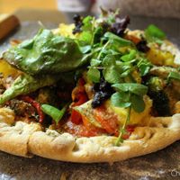 Vegan pizza at Green Point in Cusco