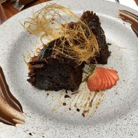 Chocolate cake at Green Point in Cusco