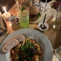 Ravioli and quinoa hamburger  at Green Point in Cusco