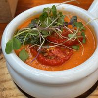 Tomato cream soup  at Green Point in Cusco