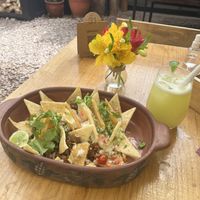 Nachos and ginger lemonade   at Green Point in Cusco