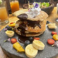 Banana pancakes  at Green Point in Cusco