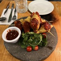 Vegan samosas  at Green Point in Cusco