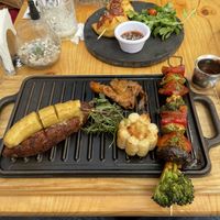 Samosas and tacu tacu  at Green Point in Cusco