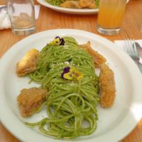 Pasta with mushroom nuggets (main course, menu of the day) at Green Point in Cusco