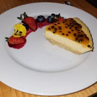 Passion fruit cheeseckae at Green Point in Cusco
