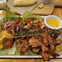 Platter with oyster mushrooms at Green Point in Cusco