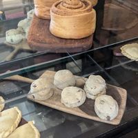 Cinnamon Roll | Chocolate Scone (too dry for my taste) at Green Point in Cusco