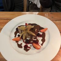 Bailey’s pie with brownie  at Green Point in Cusco