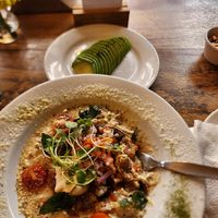 Quinoa Risotto! With a side of avocado yummy! at Green Point in Cusco