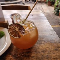 Lime and ginger kombucha at Green Point in Cusco