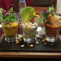 Trio of ceviche. at Green Point in Cusco