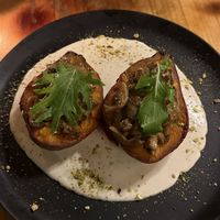 sweet potato/mushroom stroganoff   at Green Point in Cusco