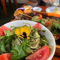 salad with grill platter  at Green Point in Cusco