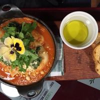 Pasta in a rich tomato sauce at Green Point in Cusco