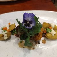 Quinoa pie (half portion to split) - delicious and beautiful at Green Point in Cusco