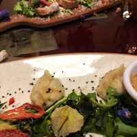 Bruschetta and dumplings  at Green Point in Cusco