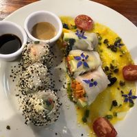 Raw spring rolls  at Green Point in Cusco