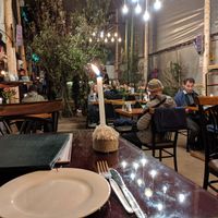 Courtyard dining, but heated, and they have blankets at Green Point in Cusco