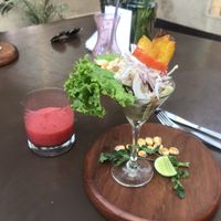 Ceviche con champiñones  at Green Point in Cusco